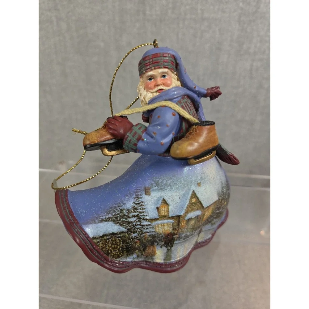 Thomas Kinkade Old World Santa Heirloom Ashton Drake 2003 At‎ The Skaters Pond